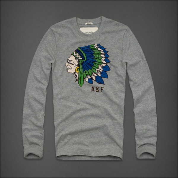 Abercrombie Fitch Hombres De Cuello Redondo Largo Remera AF5935